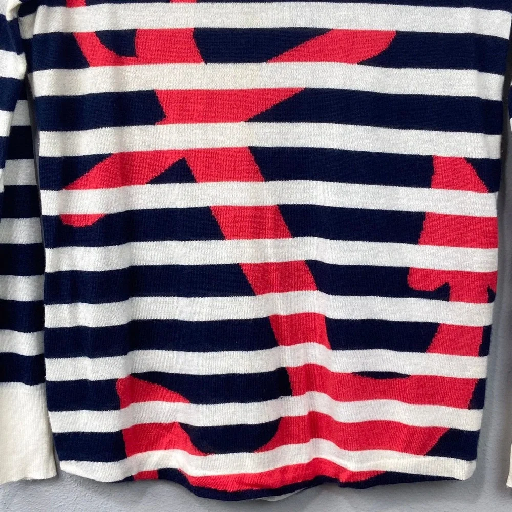 J Crew Collection Italian Cashmere Sweater Top Size XS‎ Nautical Anchor Striped